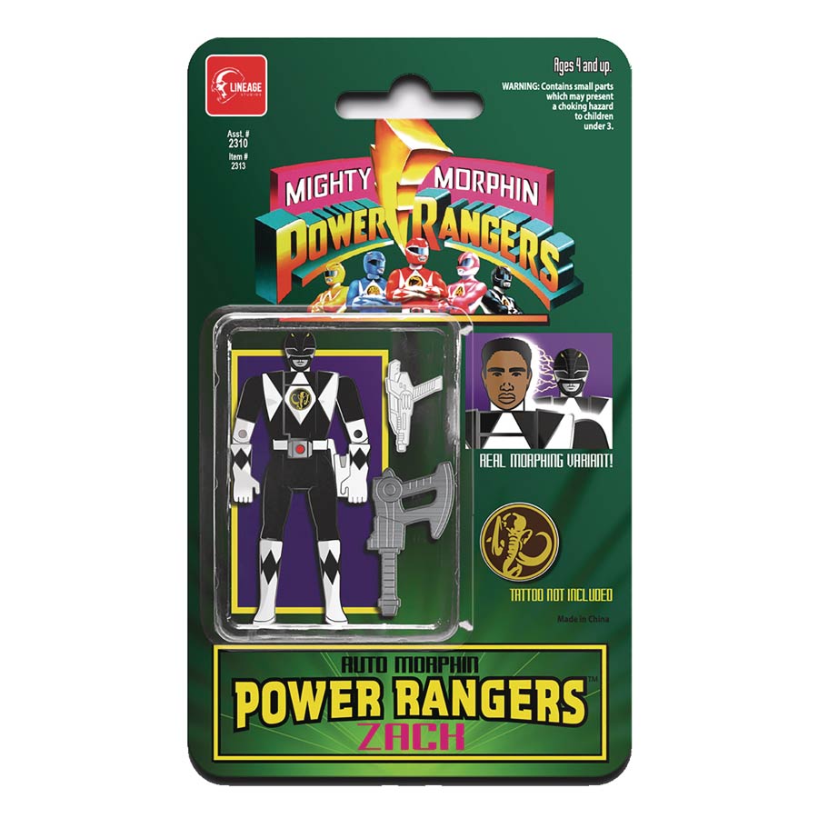 Power Rangers Auto Morphin Enamel Pin - Black Ranger Zack