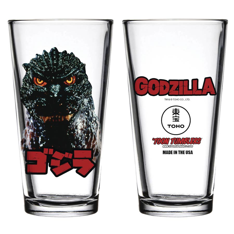 Godzilla Toon Tumblers Pint Glass - Godzilla Head