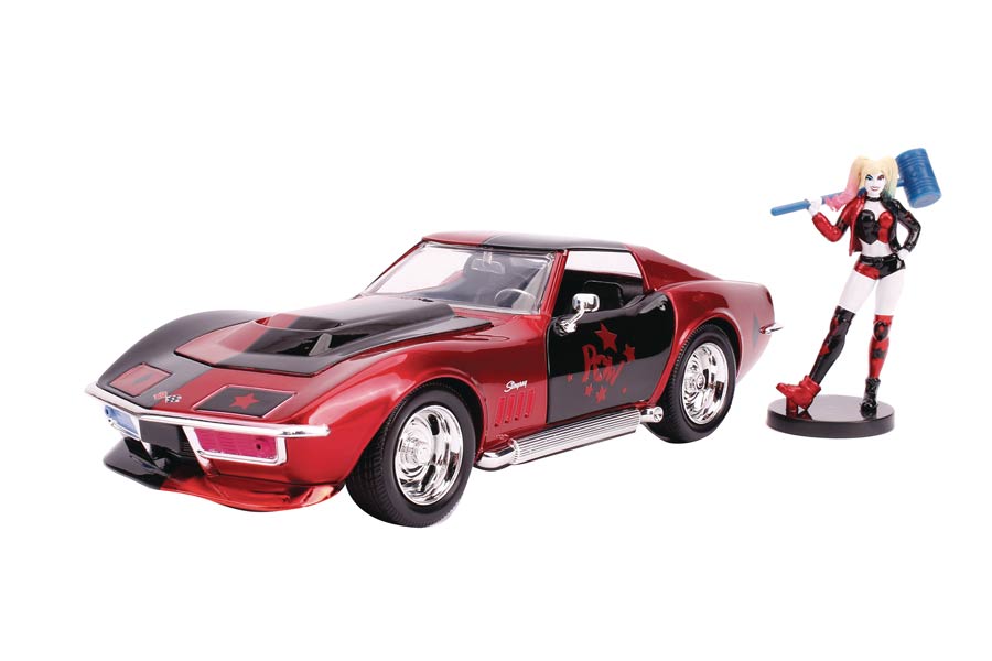 DC Heroes 1969 Corvette Stingray Concept 1/24 Scale Die-Cast Vehicle - Harley Quinn