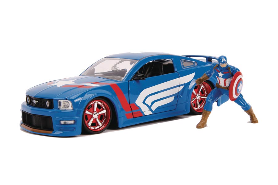 Marvel Heroes Hollywood Rides 1/24 Scale Die-Cast Vehicle - Captain America 2006 Ford Mustang