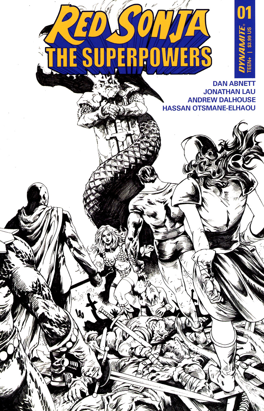 Red Sonja The Superpowers #1 Cover J Incentive Jonathan Lau Black & White Cover