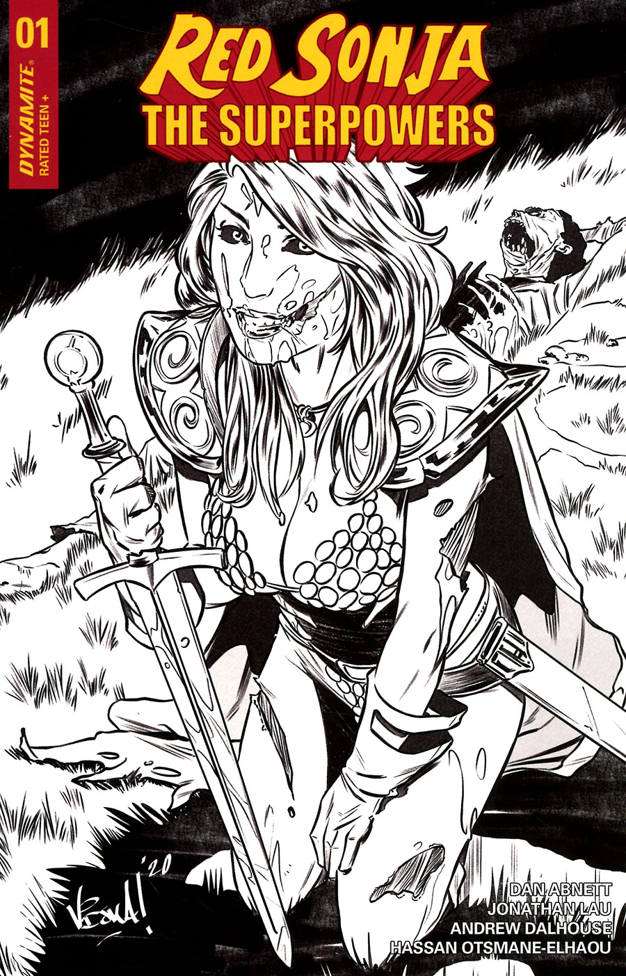 Red Sonja The Superpowers #1 Cover K Incentive Vincenzo Federici Zombie Black & White Variant Cover