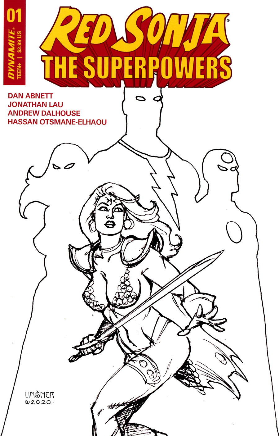 Red Sonja The Superpowers #1 Cover Q Incentive Joseph Michael Linsner Black & White Cover