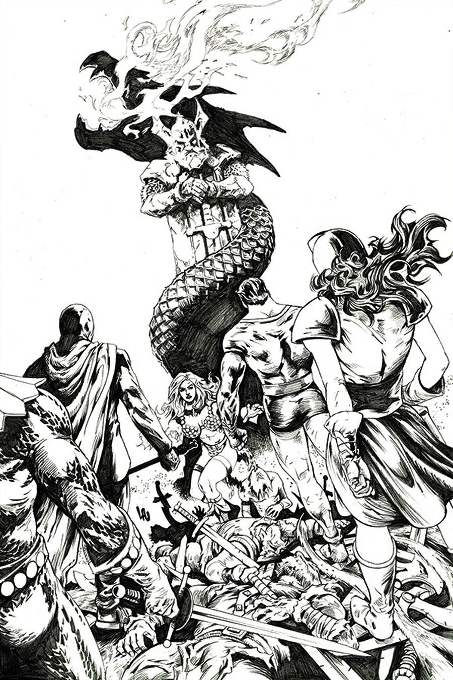 Red Sonja The Superpowers #1 Cover R Incentive Jonathan Lau Black & White Virgin Cover