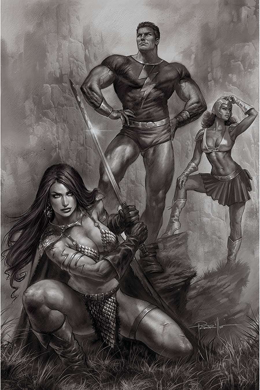 Red Sonja The Superpowers #1 Cover V Incentive Lucio Parrillo Black & White Virgin Cover