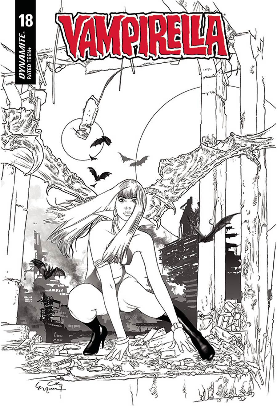 Vampirella Vol 8 #18 Cover L Incentive Ergun Gunduz Black & White Cover