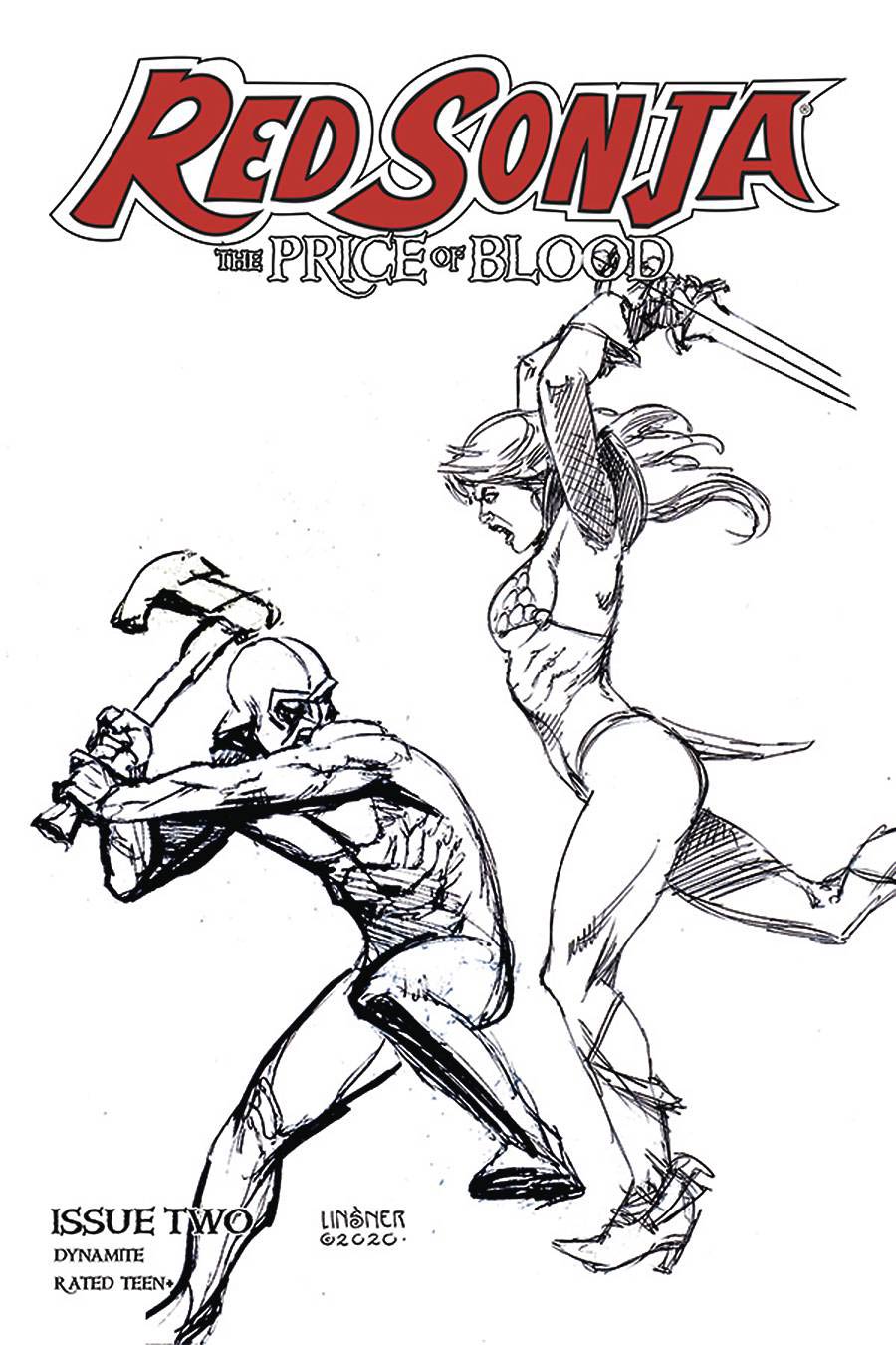 Red Sonja Price Of Blood #2 Cover L Incentive Joseph Michael Linsner Black & White Cover