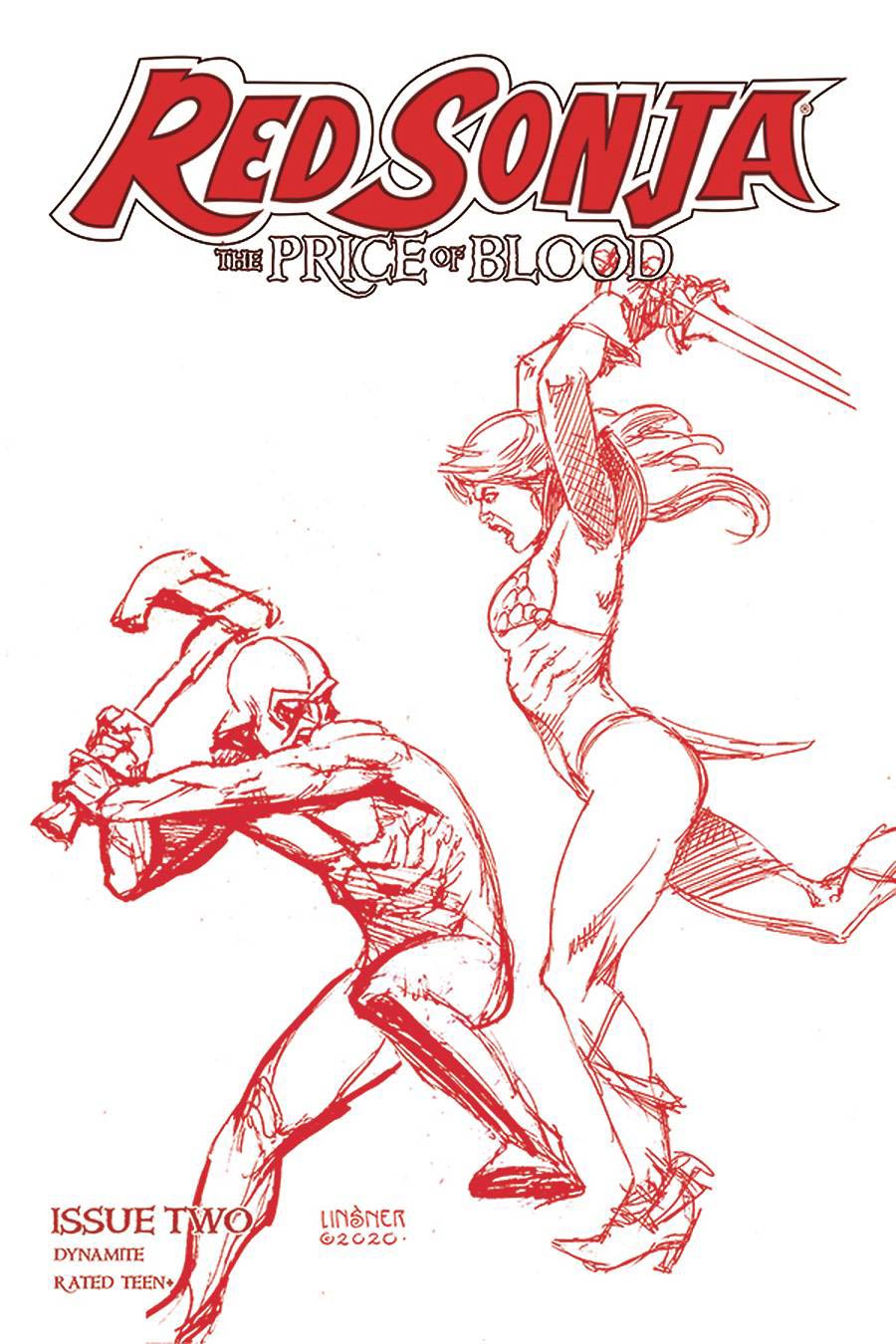 Red Sonja Price Of Blood #2 Cover R Ultra-Premium Limited Edition Joseph Michael Linsner Crimson Red Line Art Cover