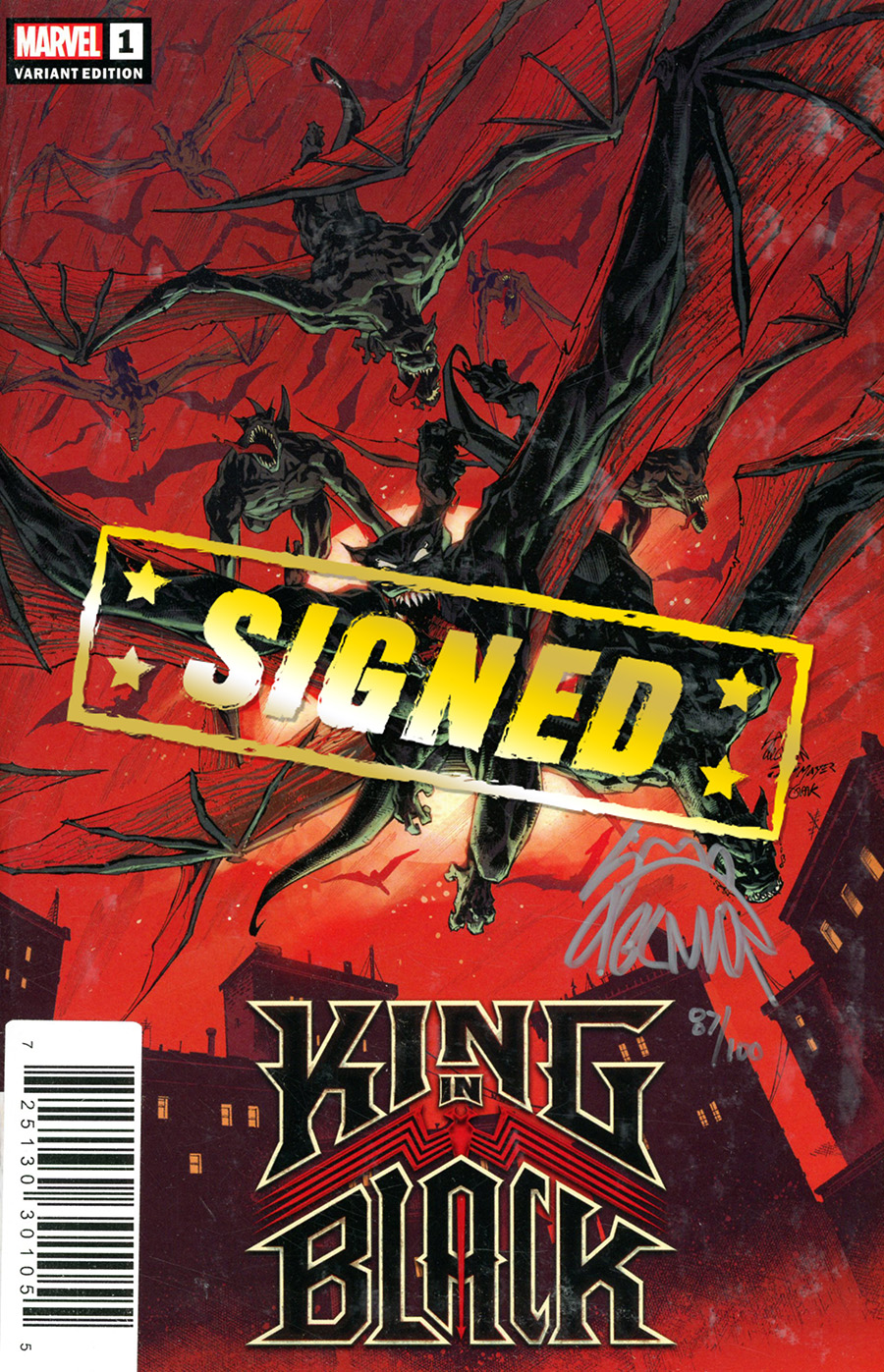 King In Black #1 Cover R DF Darkness Reigns Variant Cover Signed By Ryan Stegman