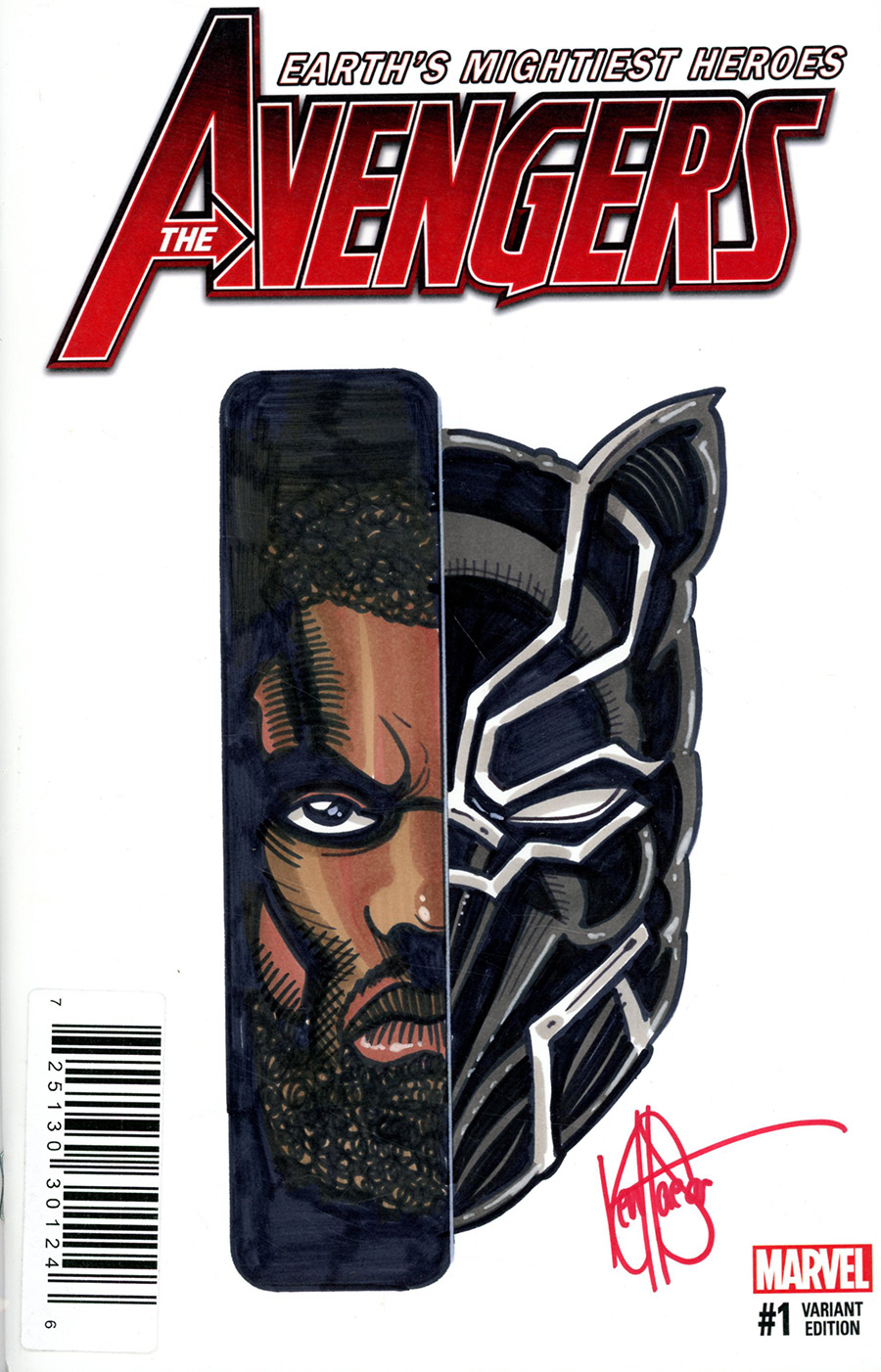 Avengers Vol 7 #1 Cover Q DF Black Panther Hand-Drawn Sketch By Ken Haeser