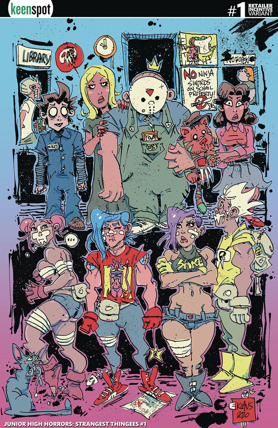Junior High Horrors Strangest Thingees #1 Cover C Incentive Erik Klaus Ninjas vs Robots Variant Cover