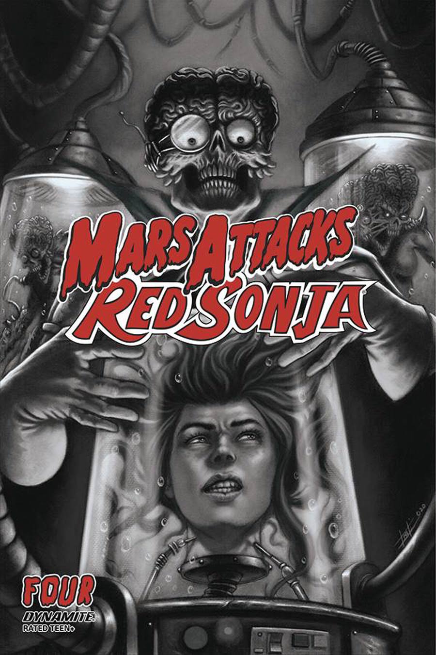 Mars Attacks Red Sonja #4 Cover D Incentive Luca Strati Black & White Cover