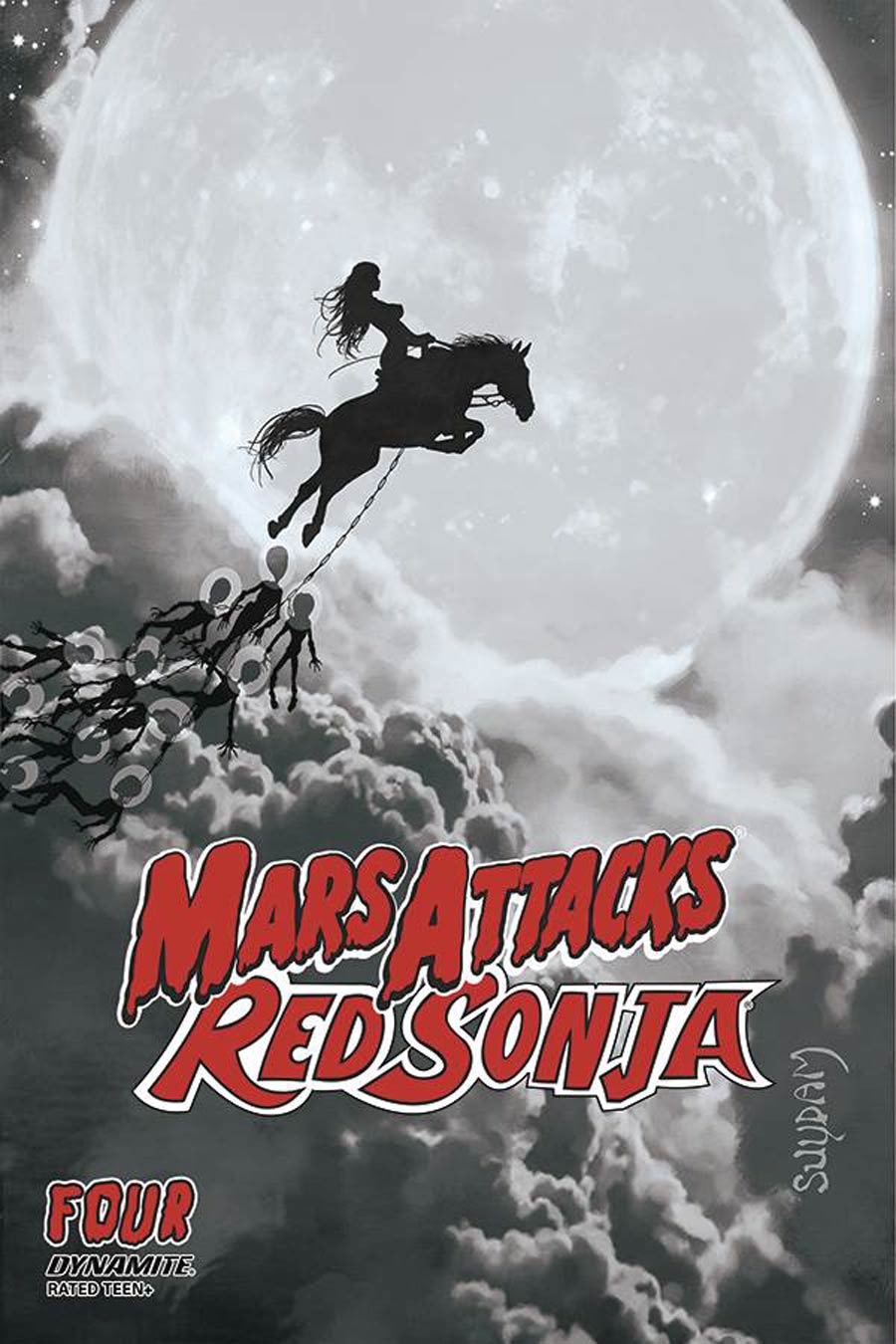 Mars Attacks Red Sonja #4 Cover G Incentive Arthur Suydam Black & White Cover