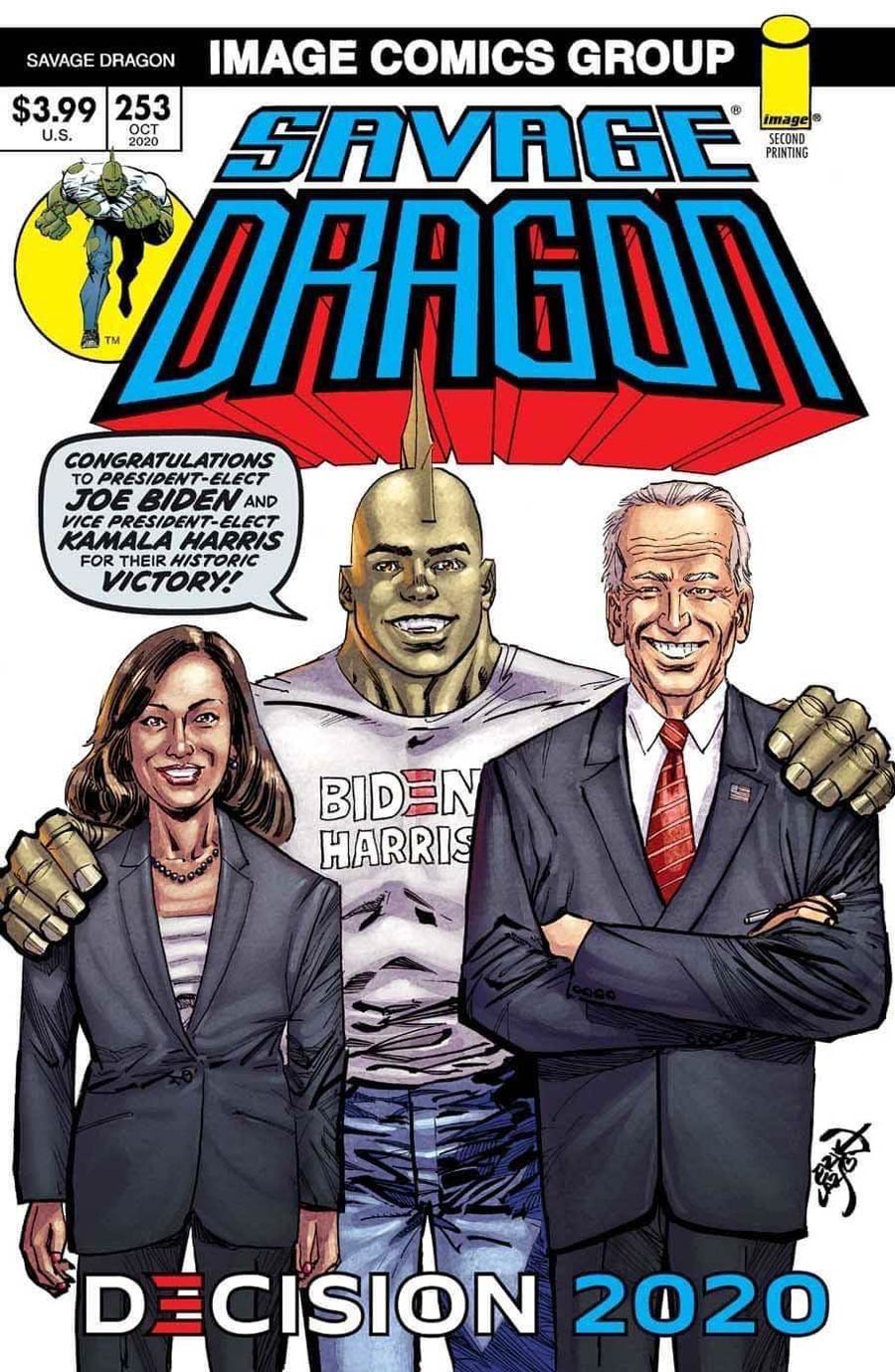 Savage Dragon Vol 2 #253 Cover C 2nd Ptg Variant Erik Larsen Joe Biden Kamala Harris Cover