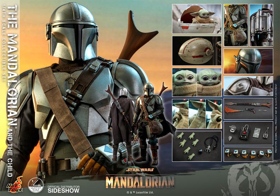 Star Wars The Mandalorian The Mandalorian And The Child Quarter Scale Figure Set