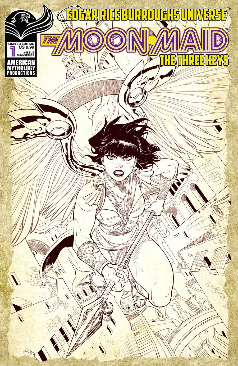 Moon Maid Three Keys #1 Cover C Limited Edition Richard Ortiz Pulp Cover