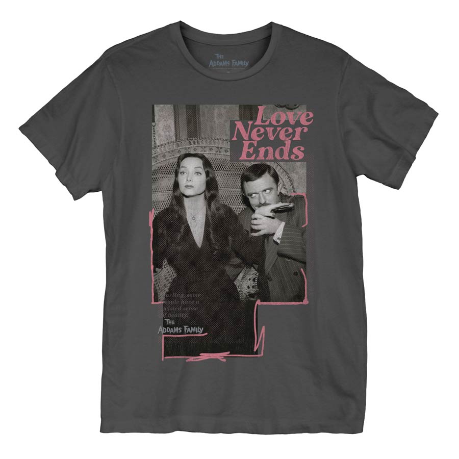 Addams Family Love Never Ends Gray T-Shirt Large