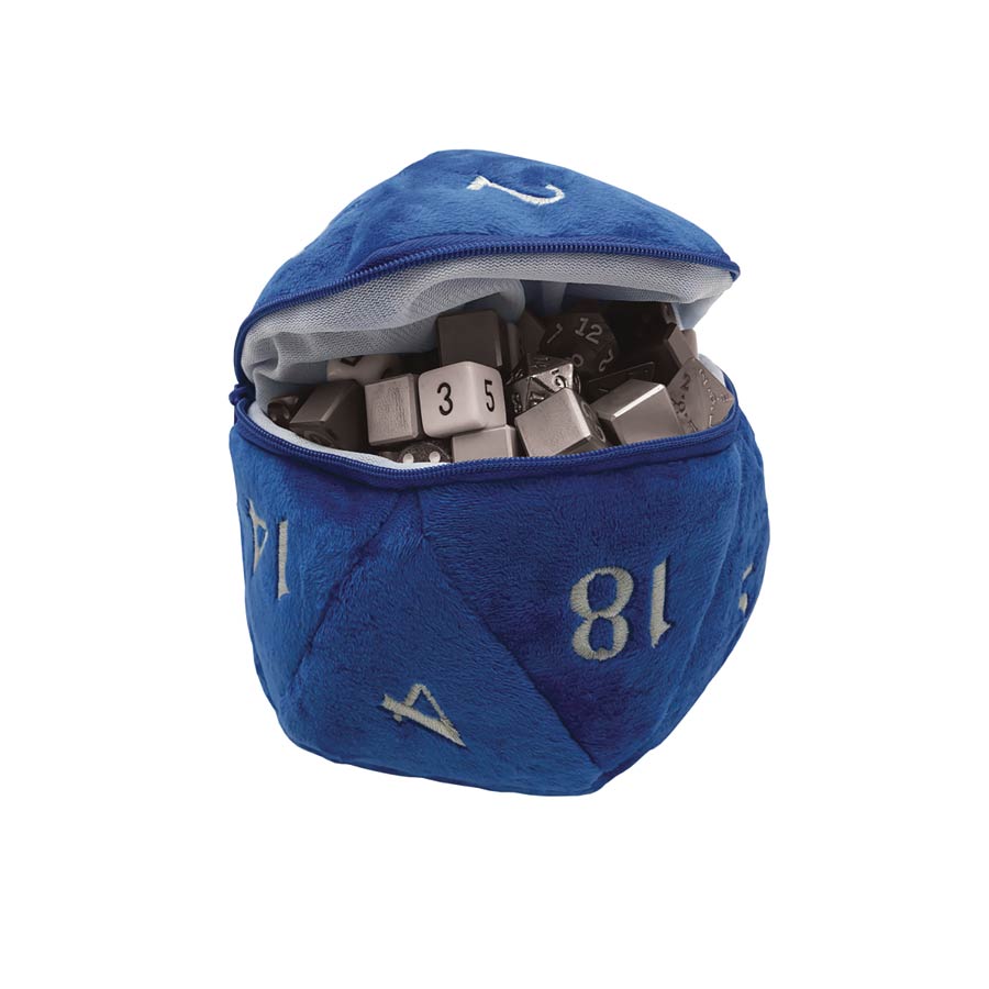 D20 Plush Dice Bag - Blue