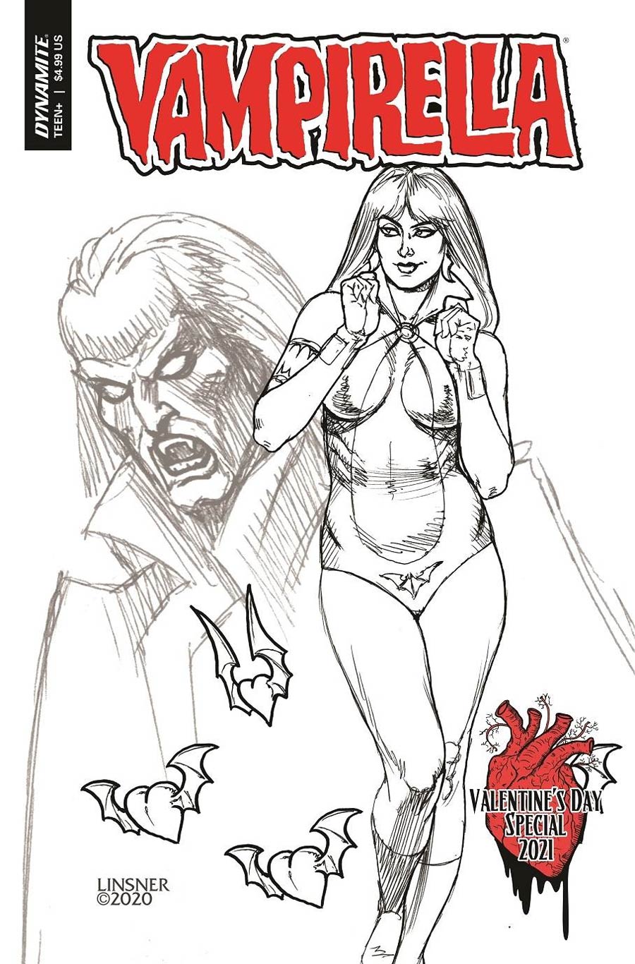 Vampirella Valentines Special (2021) One Shot Cover H Incentive Joseph Michael Linsner Black & White Cover