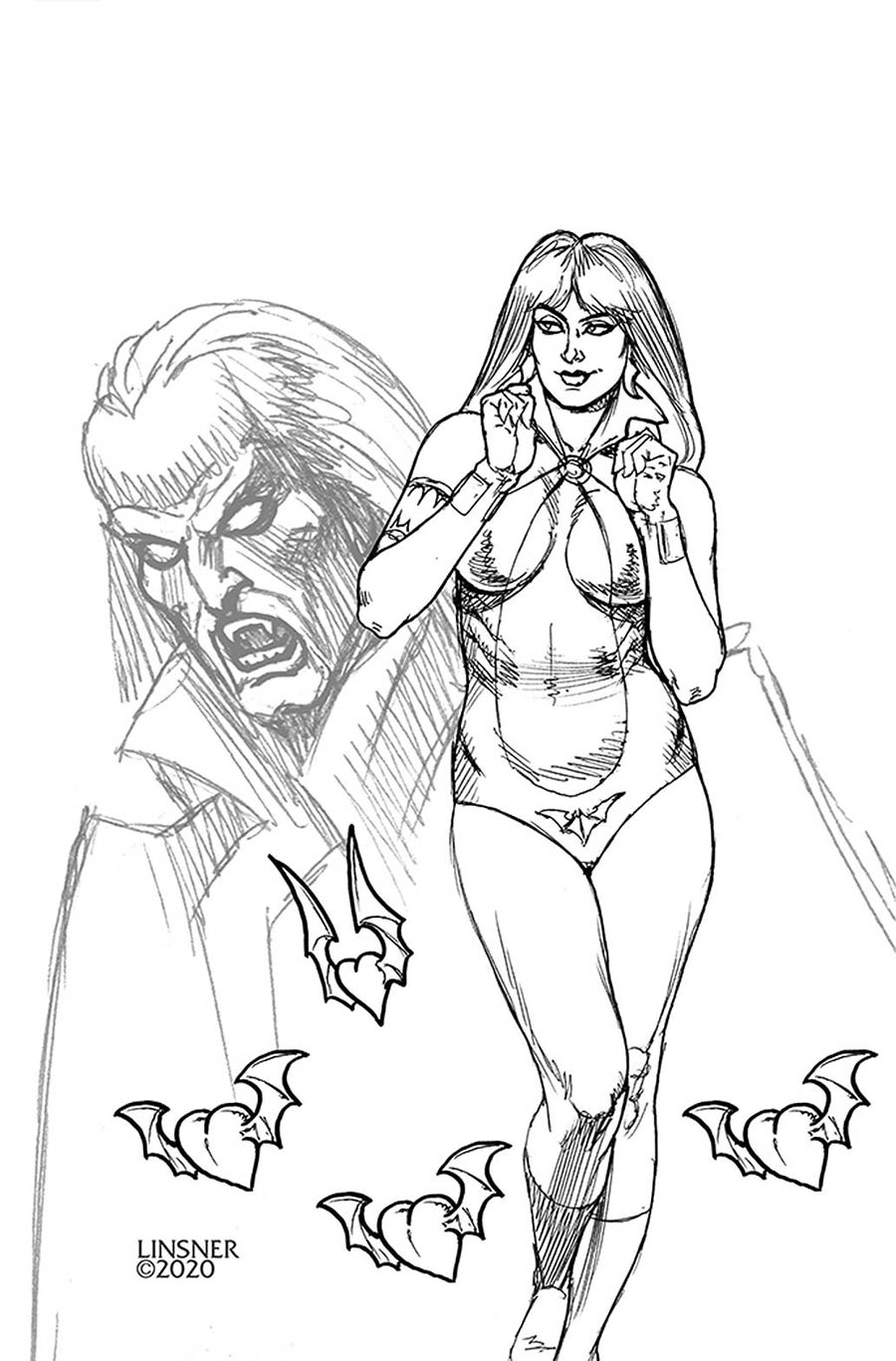 Vampirella Valentines Special (2021) One Shot Cover K Incentive Joseph Michael Linsner Black & White Virgin Cover