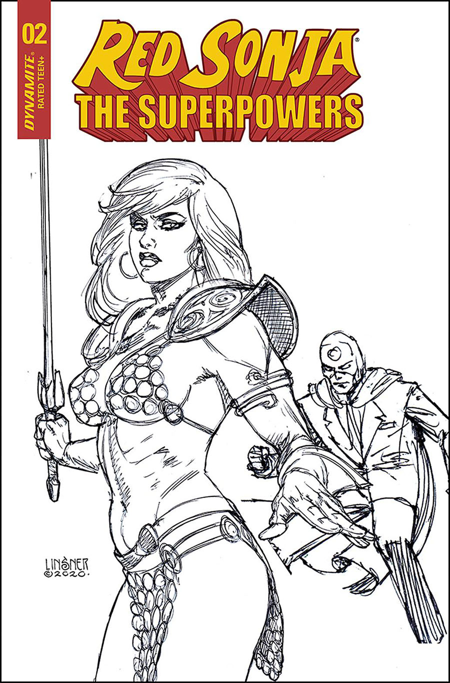 Red Sonja The Superpowers #2 Cover L Incentive Joseph Michael Linsner Black & White Cover