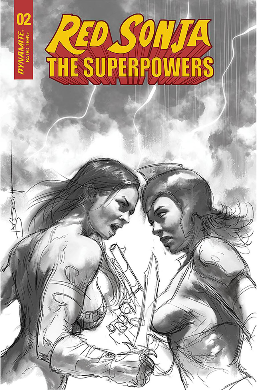 Red Sonja The Superpowers #2 Cover Q Incentive Lucio Parrillo Black & White Cover