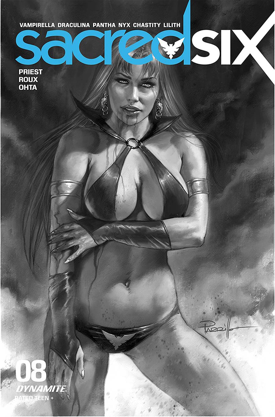 Sacred Six #8 Cover N Incentive Lucio Parrillo Black & White Cover