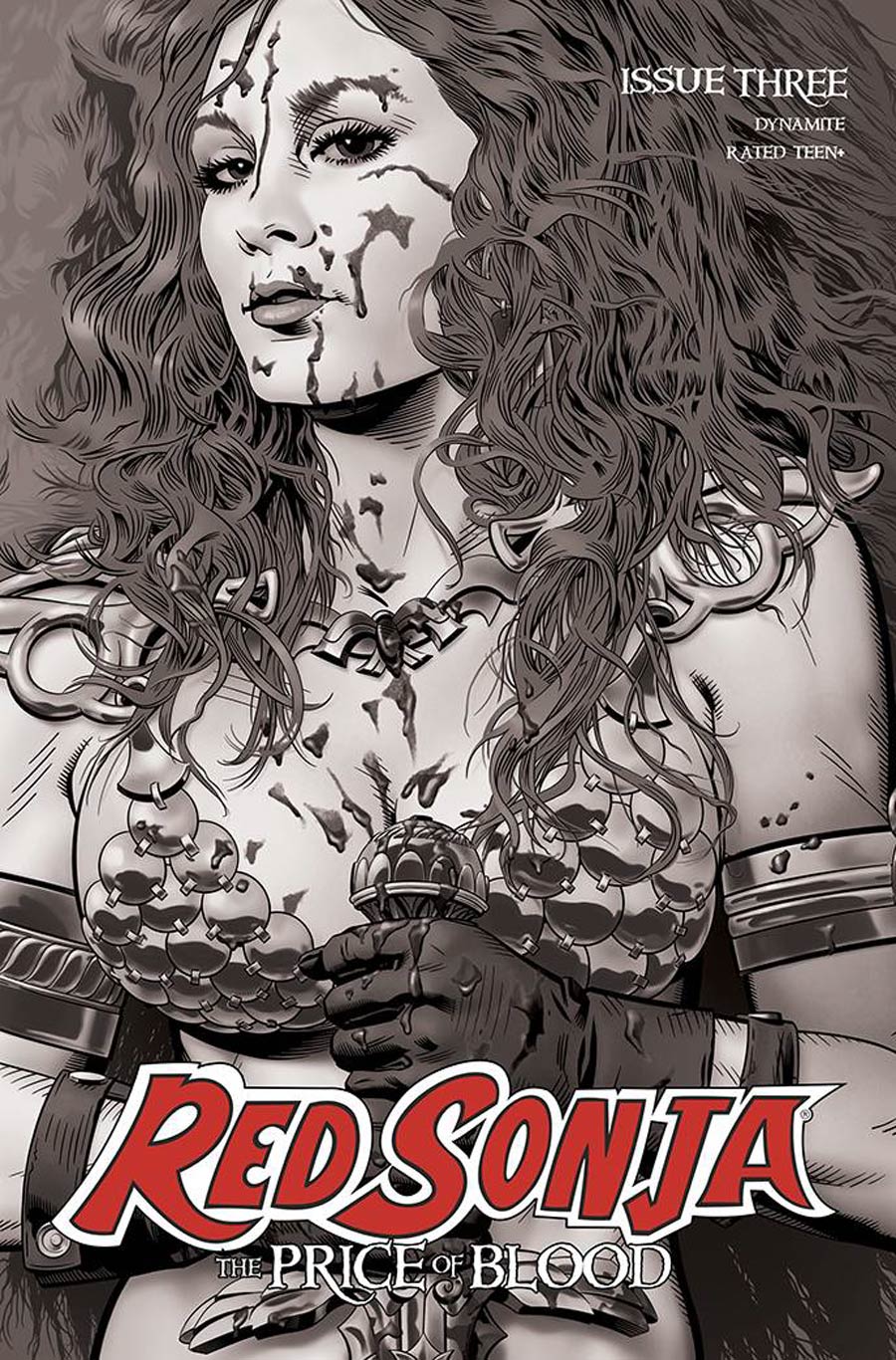 Red Sonja Price Of Blood #3 Cover F Incentive Michael Golden Black & White Cover