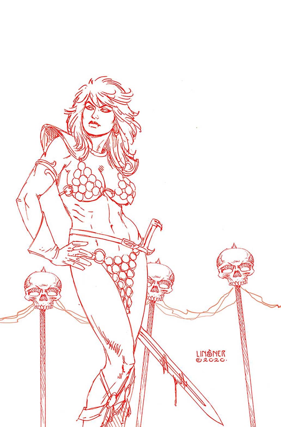 Red Sonja Price Of Blood #3 Cover S Ultra-Premium Limited Edition Joseph Michael Linsner Crimson Red Line Art Virgin Cover