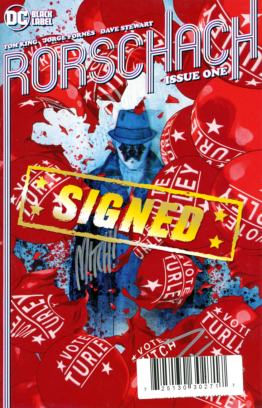 Rorschach #1 Cover G DF CSA Exclusive Variant Cover Signed By Tom King & Mitch Gerads
