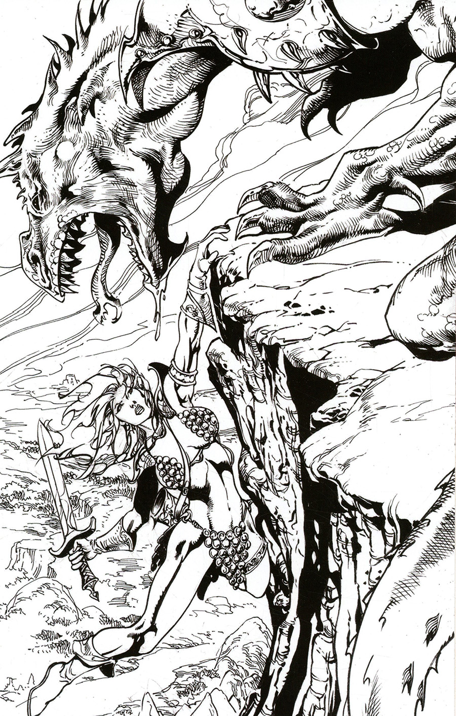 Killing Red Sonja #5 Cover G Incentive Roberto Castro Black & White Virgin Cover