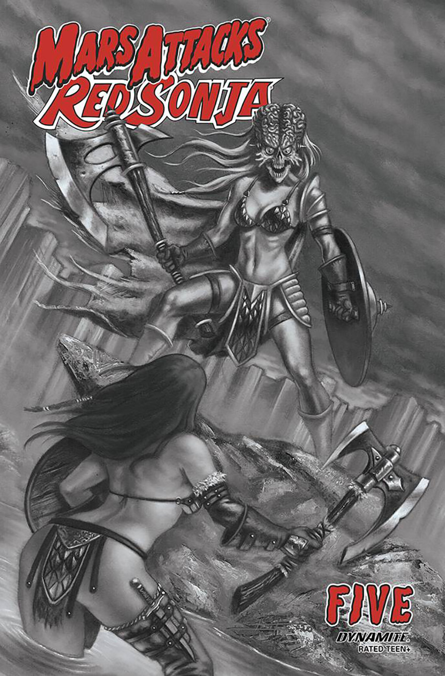 Mars Attacks Red Sonja #5 Cover D Incentive Luca Strati Black & White Cover