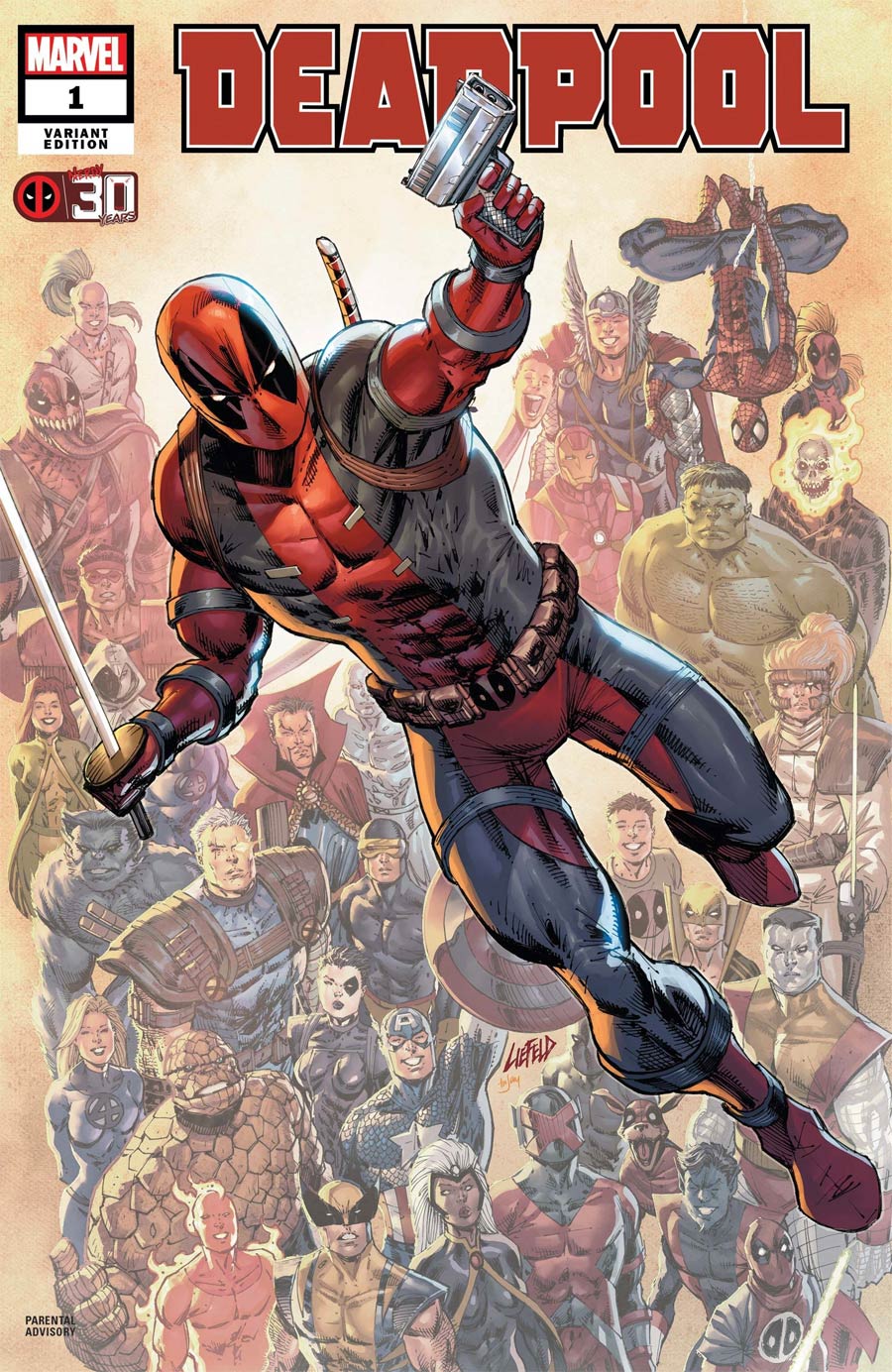 Deadpool Nerdy 30 #1 (One Shot) Cover B Variant Rob Liefeld Deadpool 30th Anniversary Cover