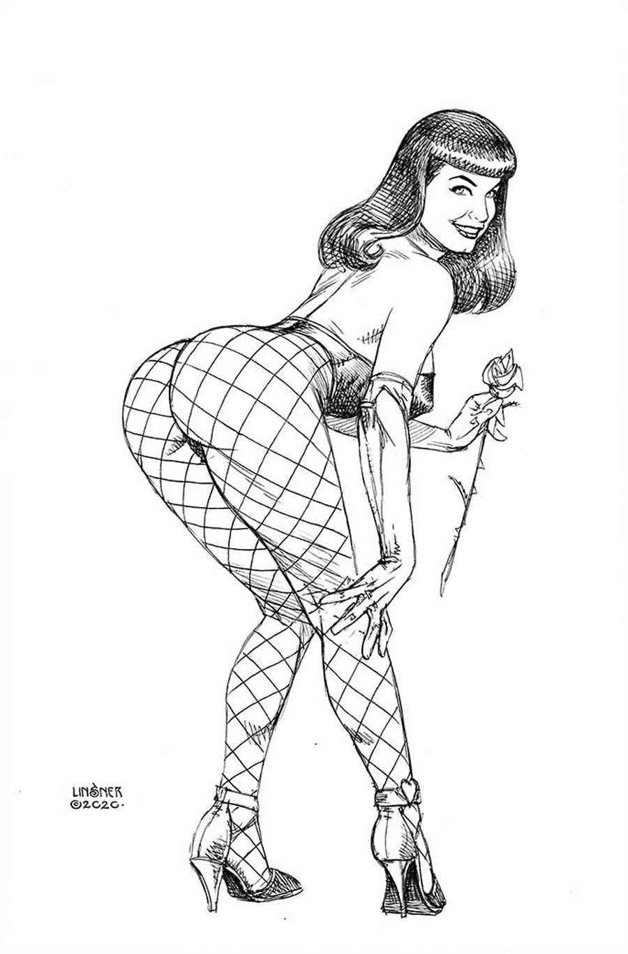 Bettie Page Vol 3 #5 Cover H Incentive Joseph Michael Linsner Black & White Virgin Cover