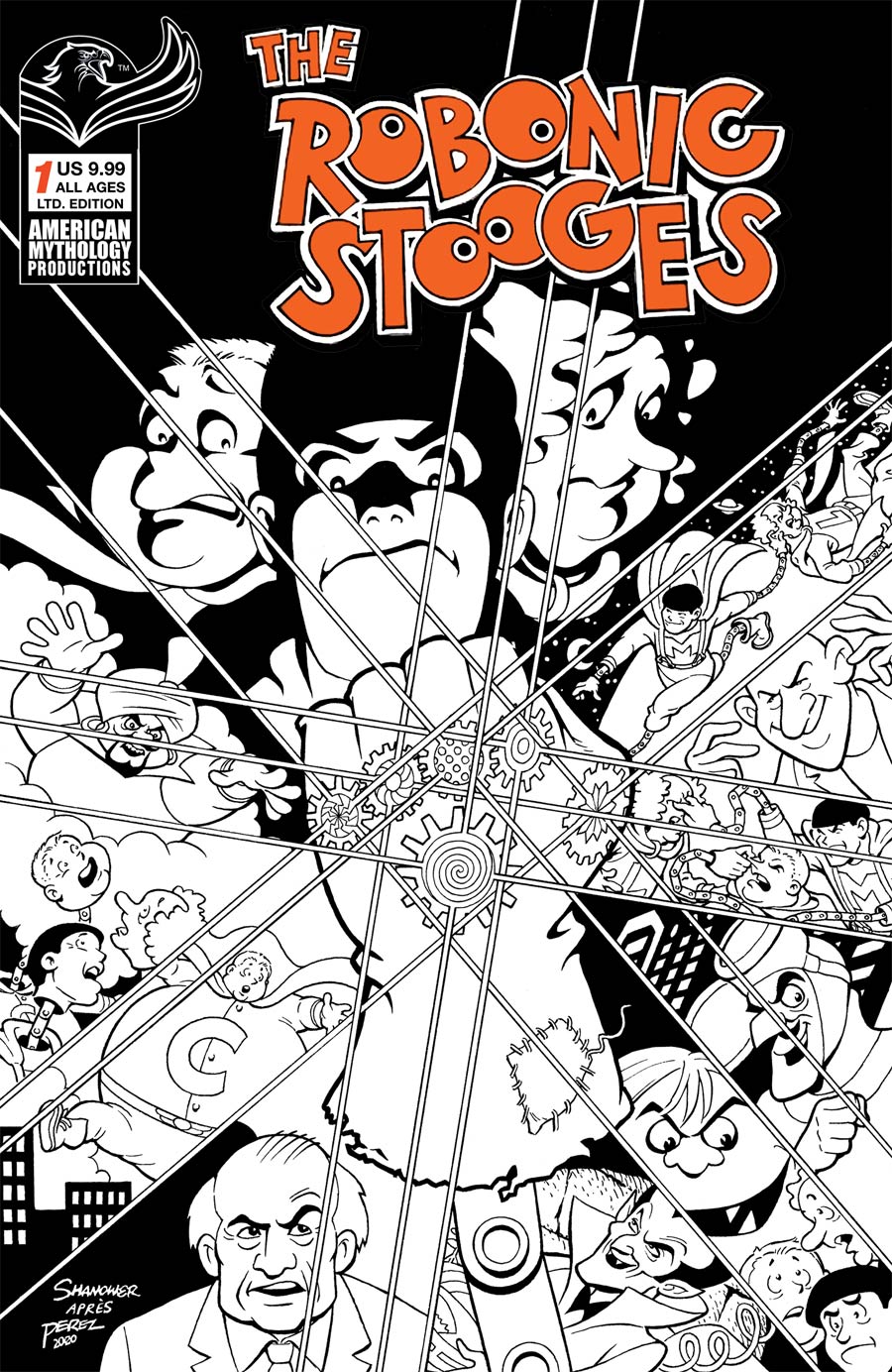 Robonic Stooges #1 Return Cover C Limited Edition Eric Shanower Black & White Cover