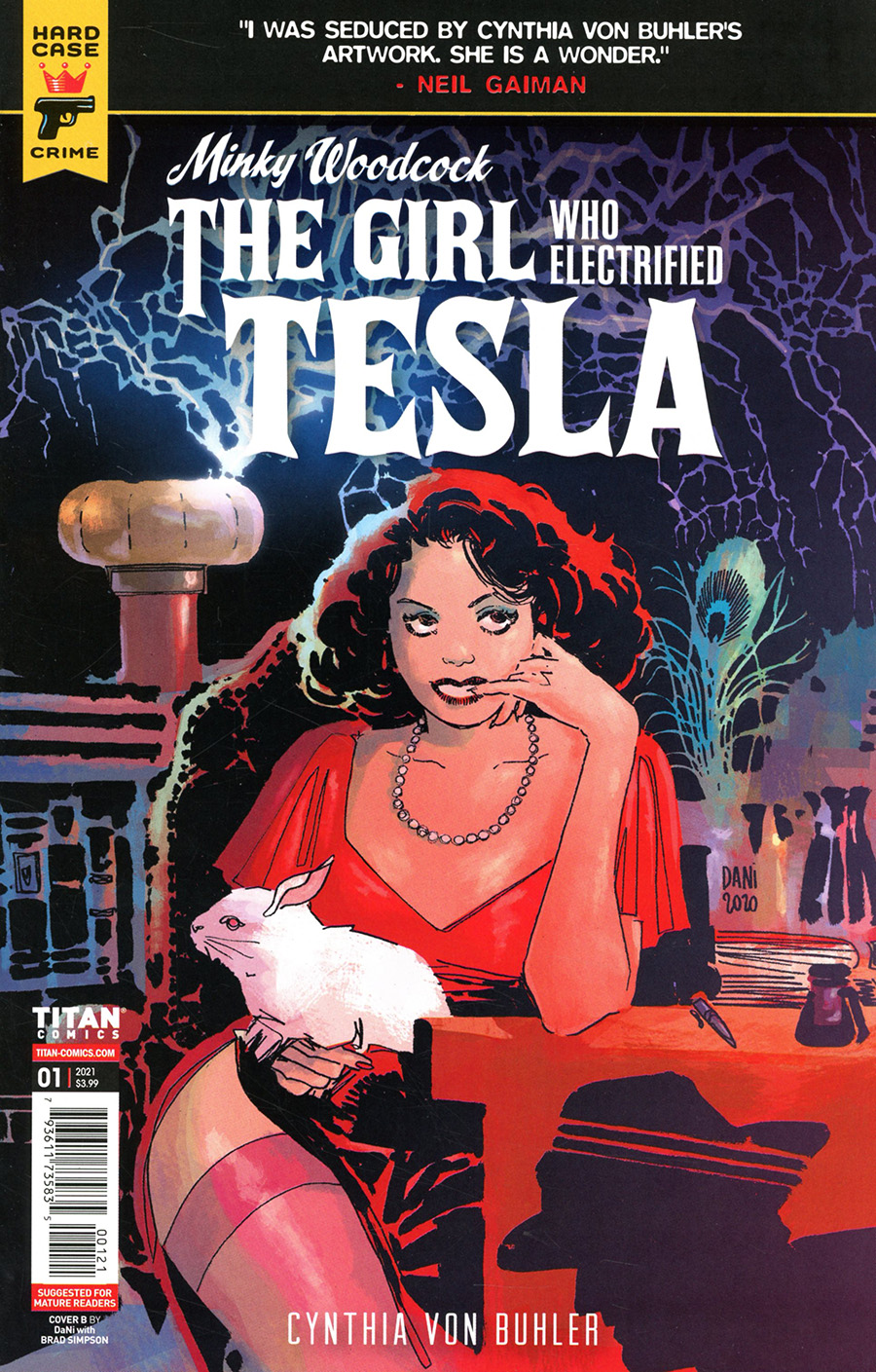 Hard Case Crime Minky Woodcock Girl Who Electrified Tesla #1 Cover B Variant Dani Strips Cover