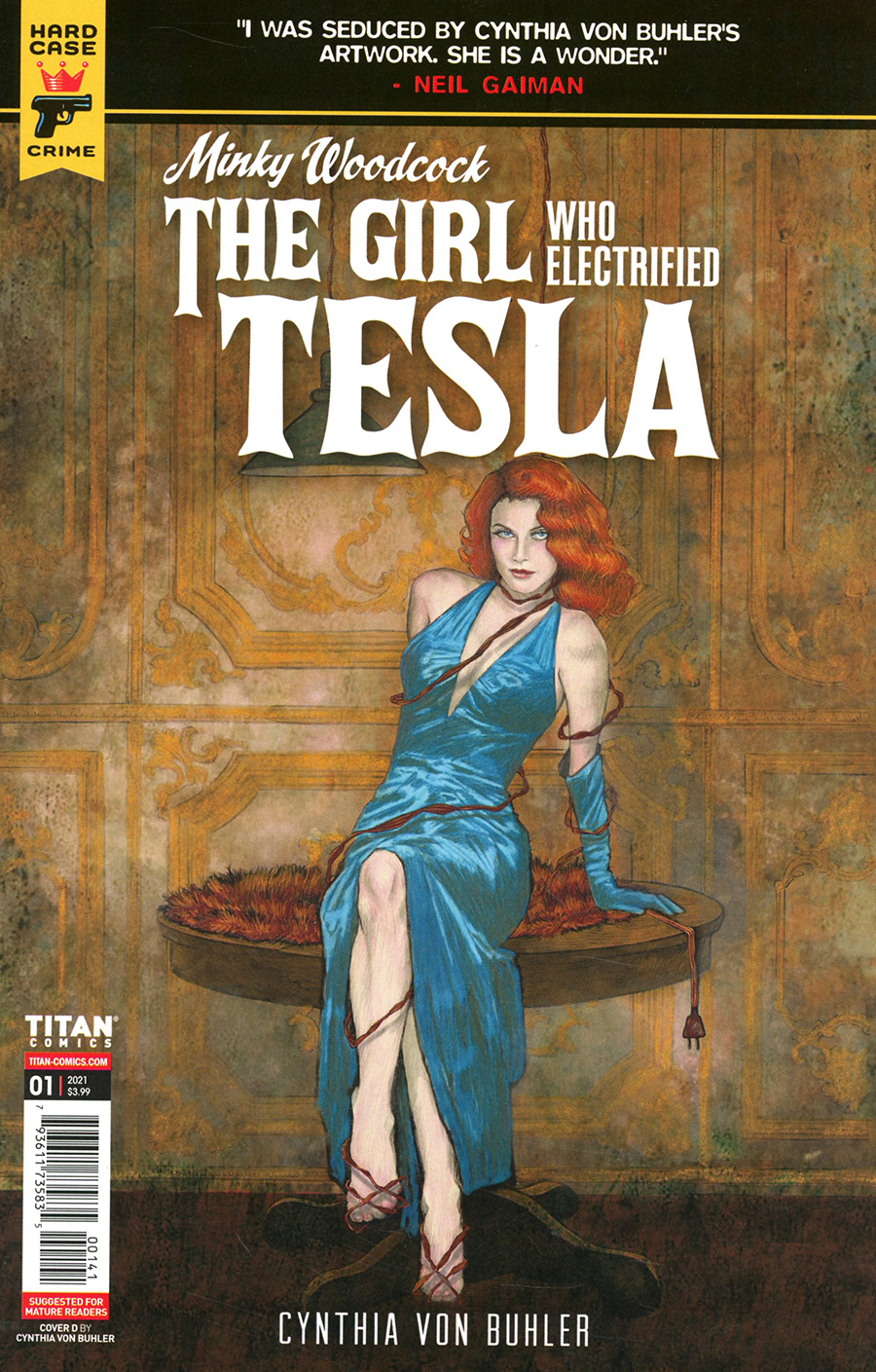 Hard Case Crime Minky Woodcock Girl Who Electrified Tesla #1 Cover D Variant Cynthia Von Buhler Cover