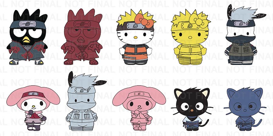 Naruto x Hello Kitty Enamel Pin Blind Mystery Box 20-Piece Display