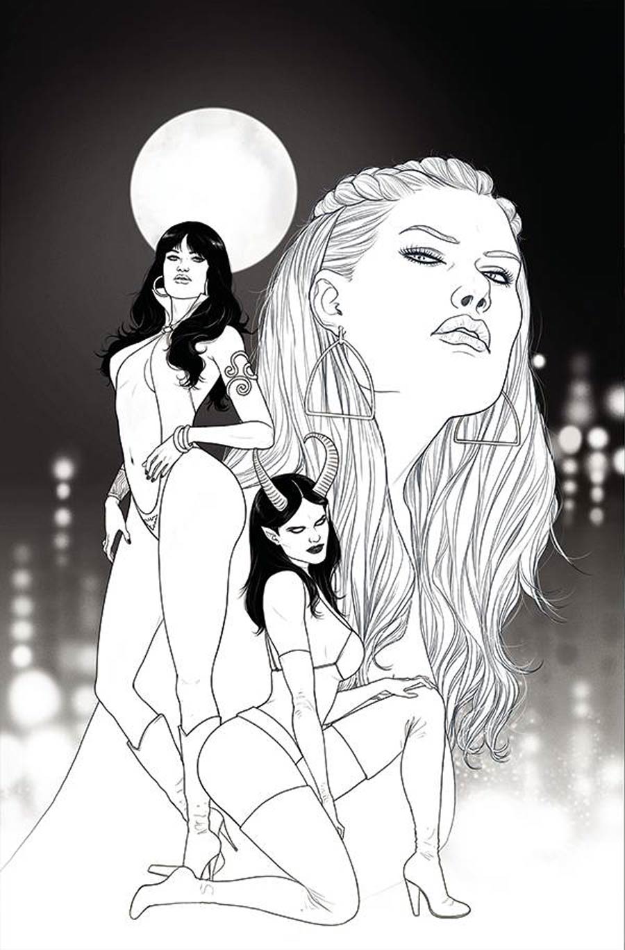 Vampirella vs Purgatori #2 Cover P Incentive Madibek Musabekov Black & White Virgin Cover