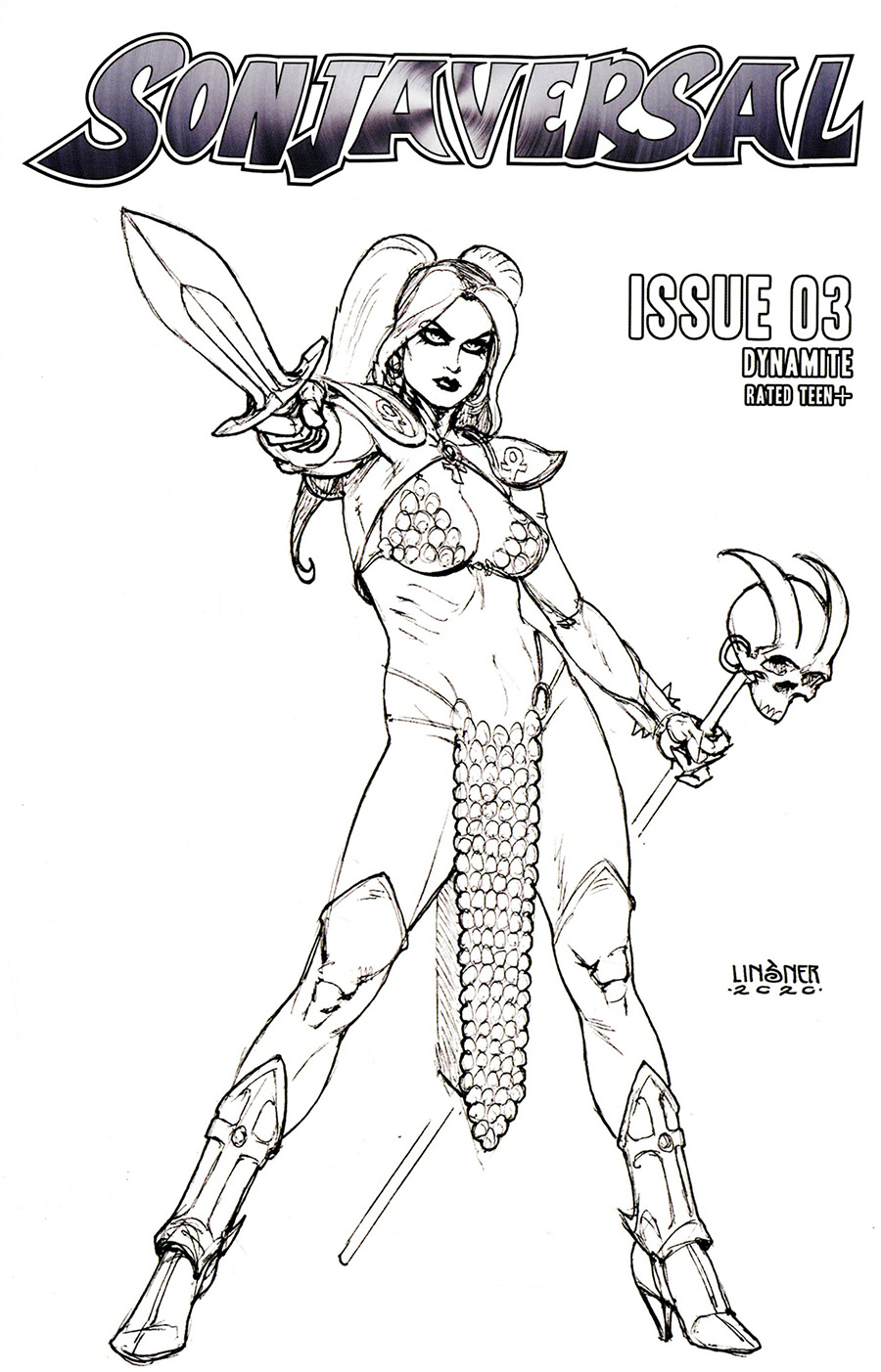 Sonjaversal #3 Cover P Incentive Joseph Michael Linsner Black & White Cover
