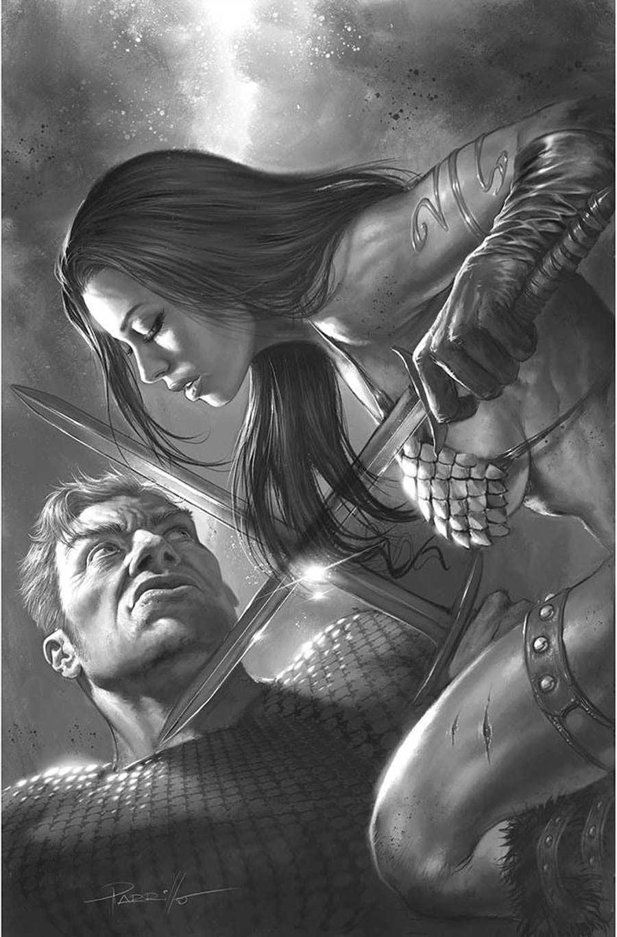Red Sonja The Superpowers #4 Cover V Incentive Lucio Parrillo Black & White Virgin Cover