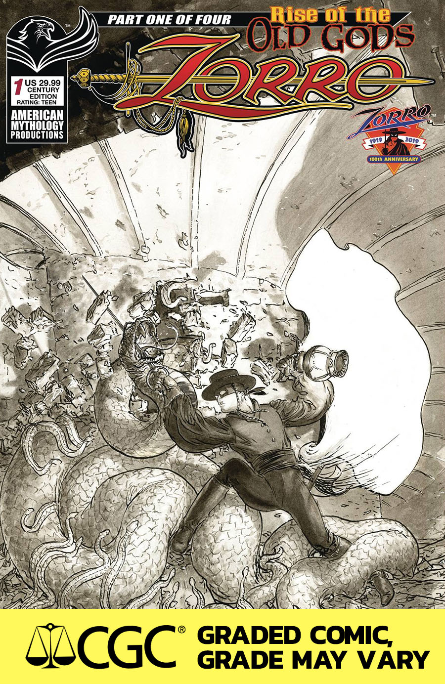 Zorro Rise Of The Old Gods #1 Cover E Limited Michael William Kaluta Black & White Century Edition Cover CGC 9.8