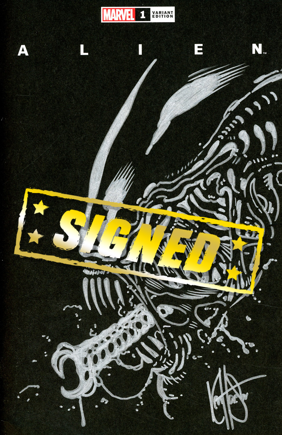 Alien #1 Cover T DF Signed & Remarked By Ken Haeser