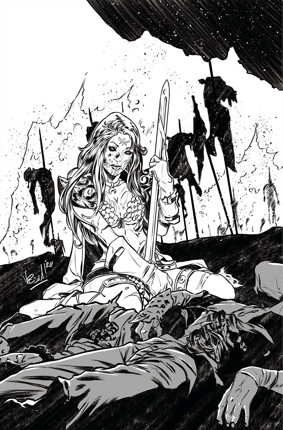 Red Sonja The Superpowers #2 Cover F Incentive Vincenzo Federici Black & White Virgin Cover