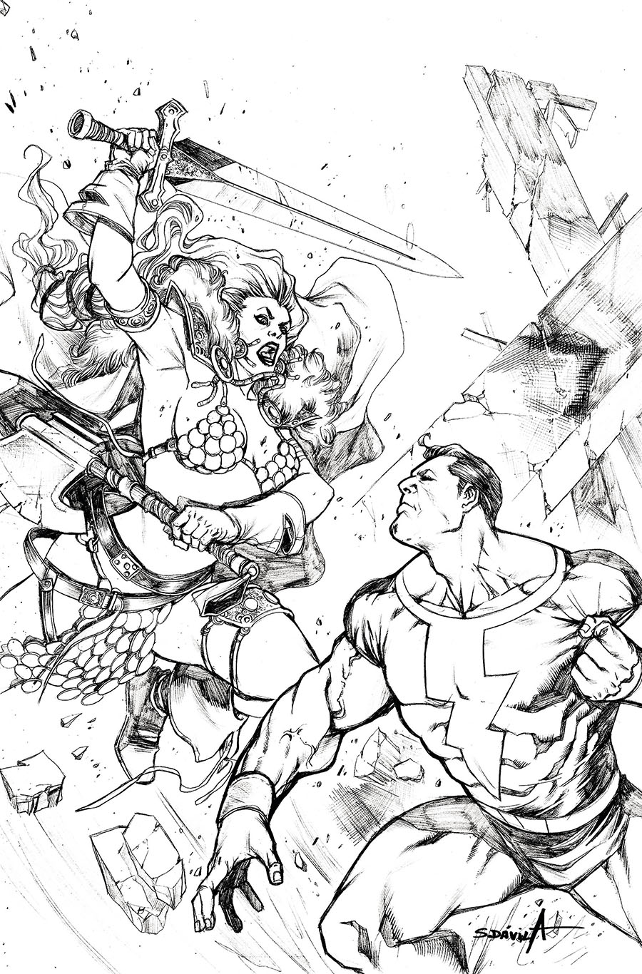 Red Sonja The Superpowers #2 Cover H Incentive Sergio Davila Black & White Virgin Cover