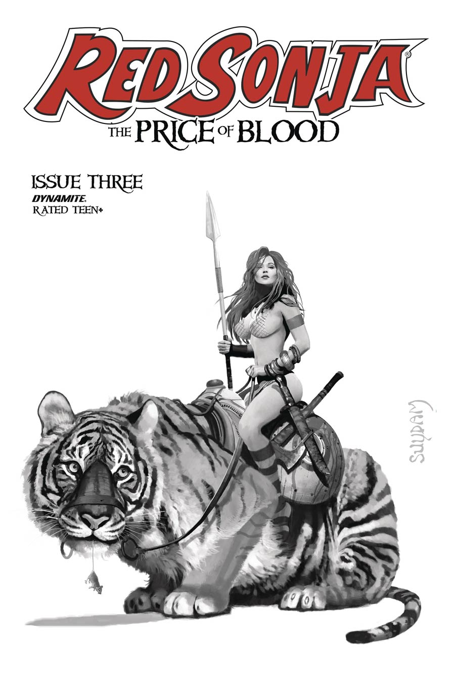 Red Sonja Price Of Blood #3 Cover G Incentive Arthur Suydam Black & White Cover