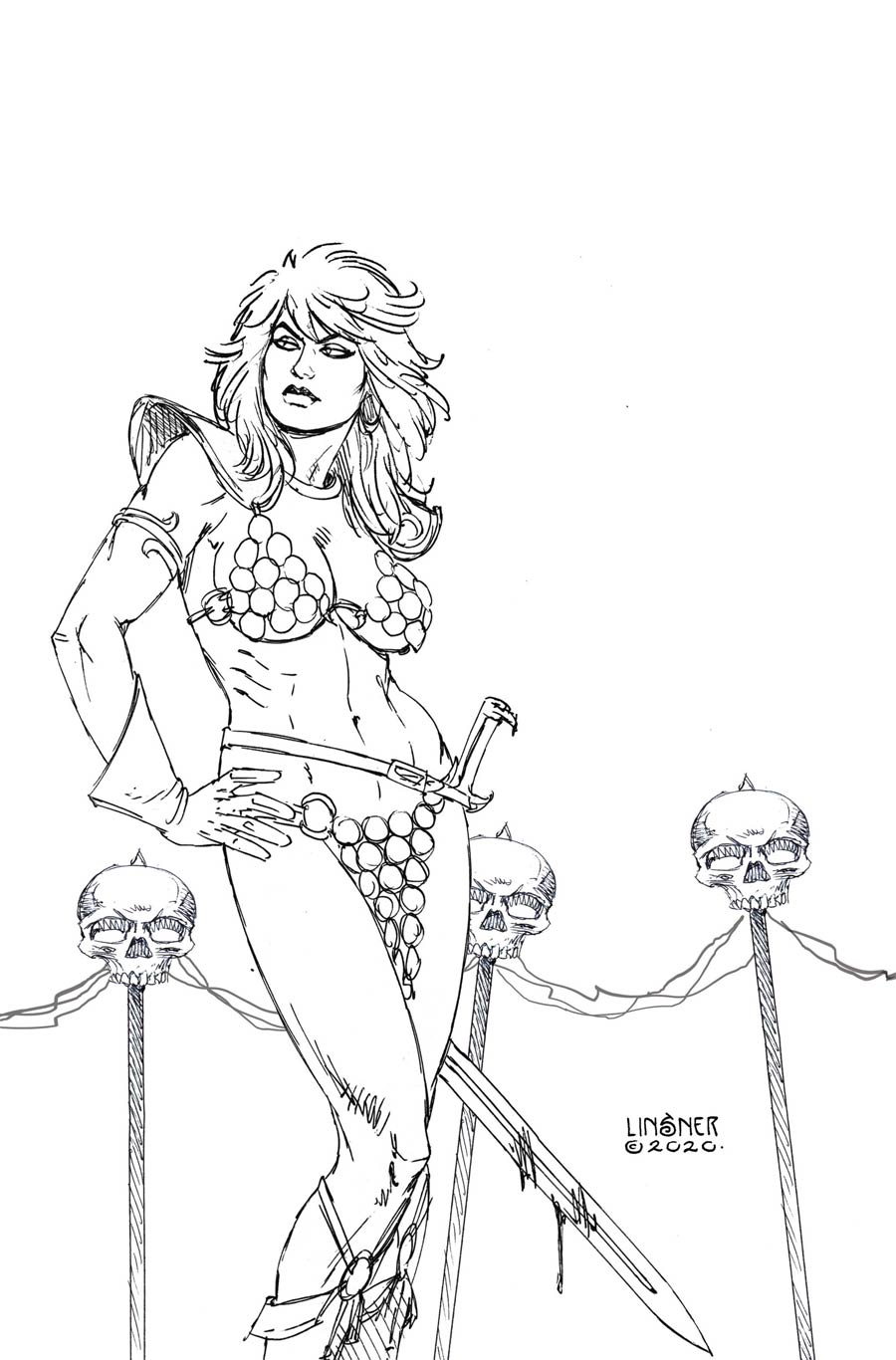 Red Sonja Price Of Blood #3 Cover J Incentive Joseph Michael Linsner Black & White Virgin Cover