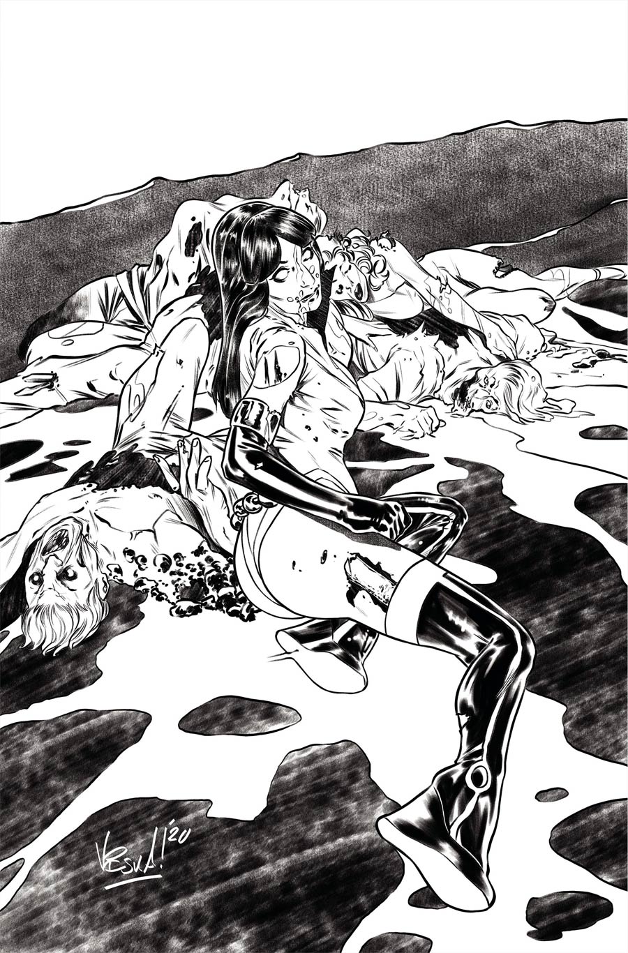 Vampirella The Dark Powers #3 Cover H Incentive Vincenzo Federici Black & White Virgin Cover