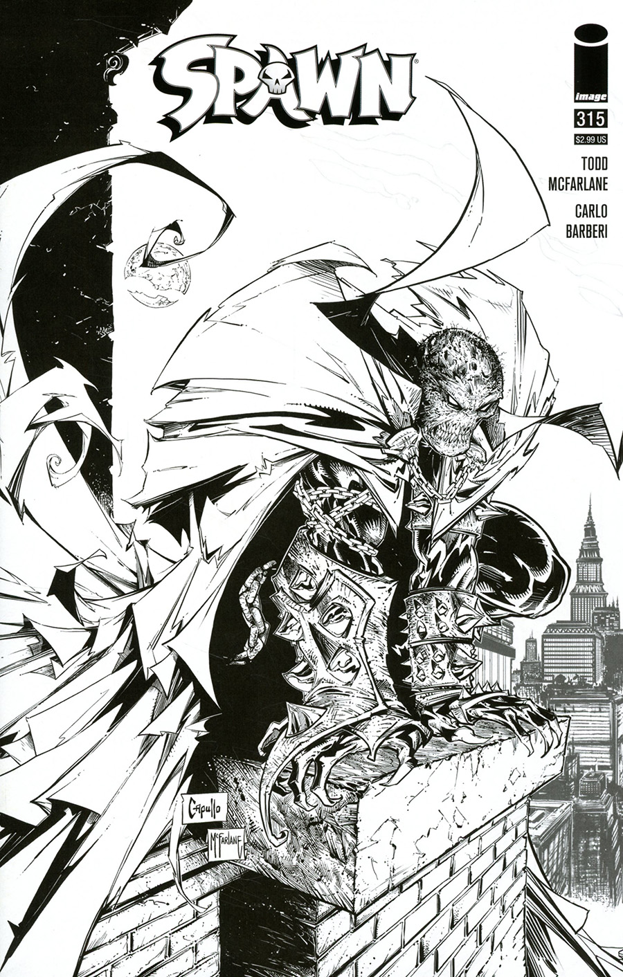 Spawn #315 Cover E Incentive Greg Capullo & Todd McFarlane Black & White Cover