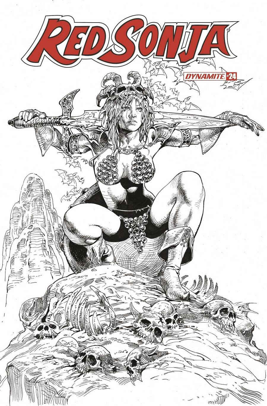 Red Sonja Vol 8 #24 Cover I Incentive Roberto Castro Black & White Cover